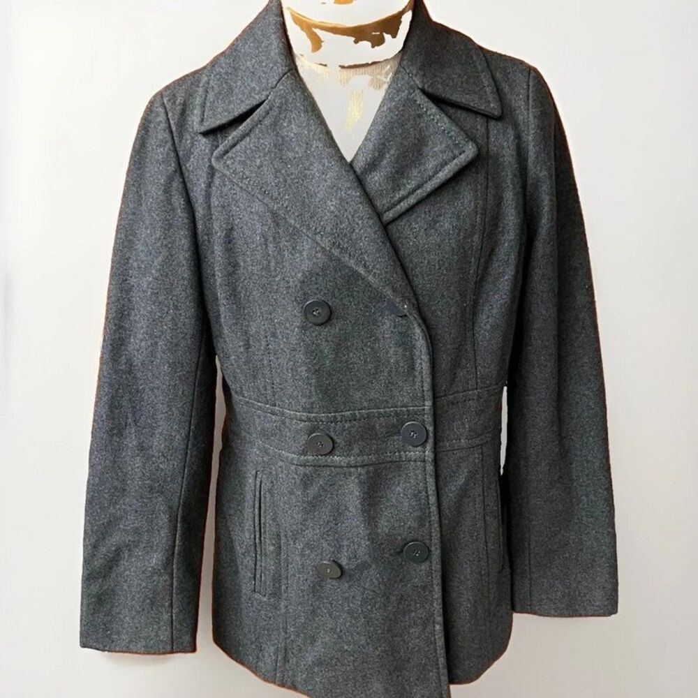 Kenneth Cole Reaction Women's Double Breasted Wool Blend Peacoat Size 12